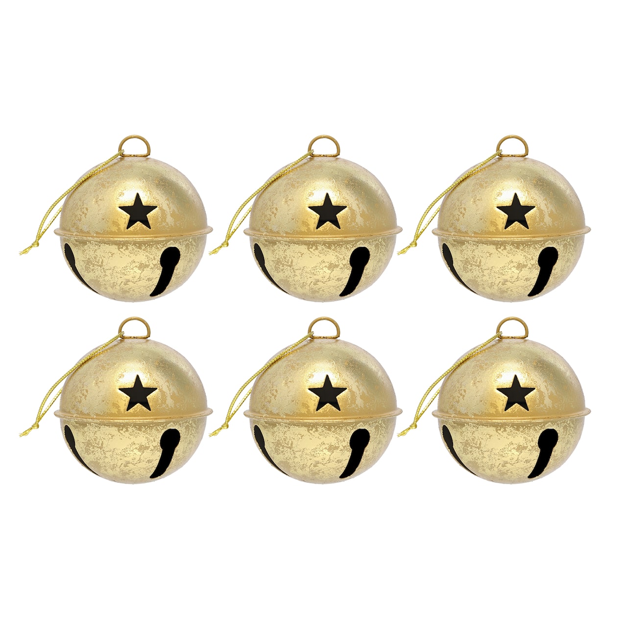 Haute Decor 6ct. 3.5" Gold Foil Jingle Bell Ornaments
